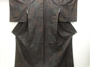 花模様織出し手織り紬着物